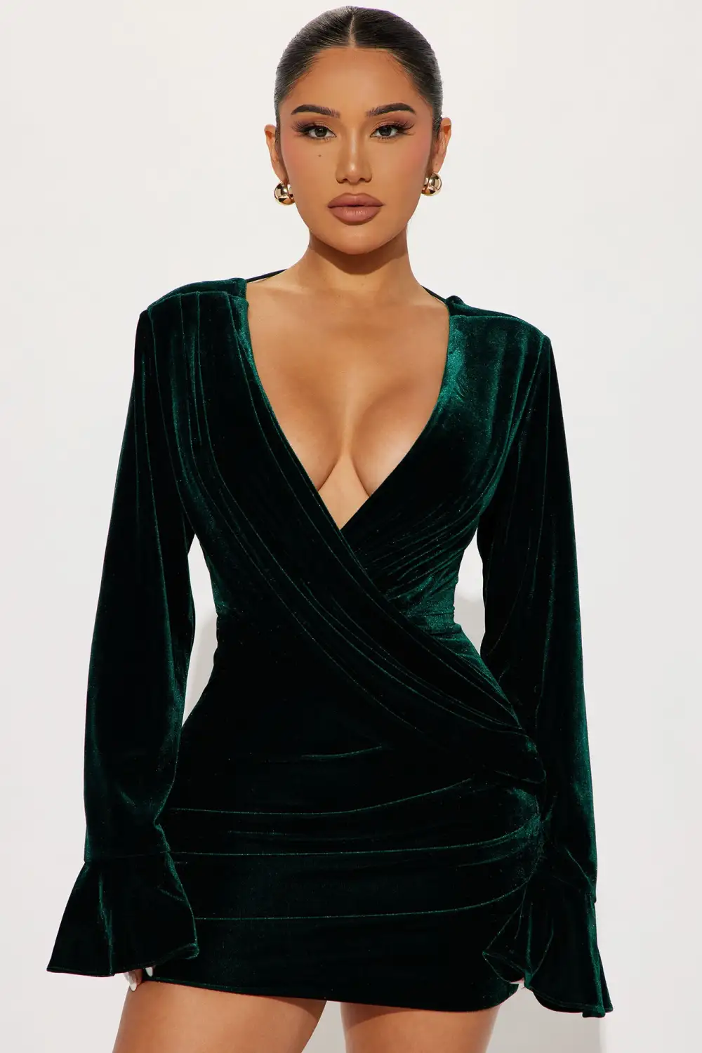 Clarrissa Velvet Mini Dress - Hunter