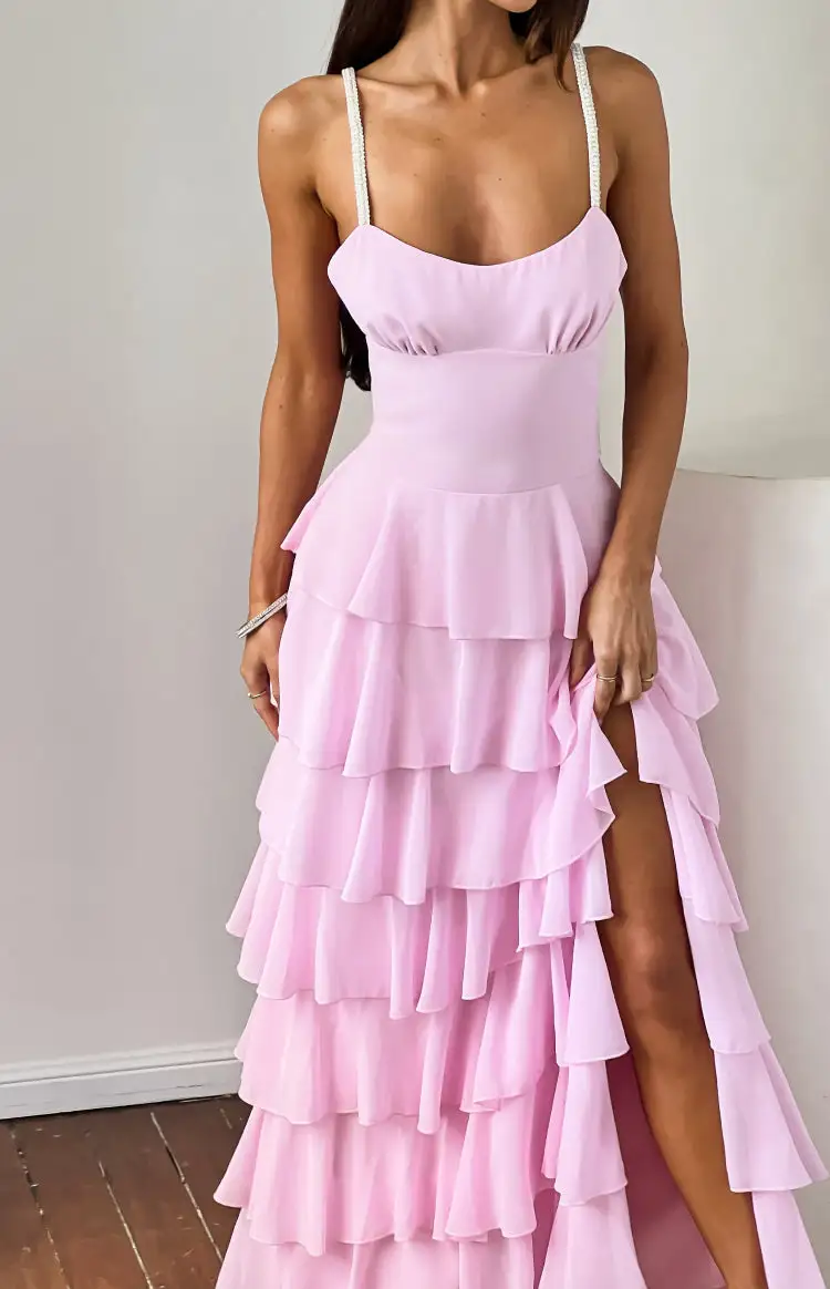 Ruffle Frills Flowy Maxi Dress