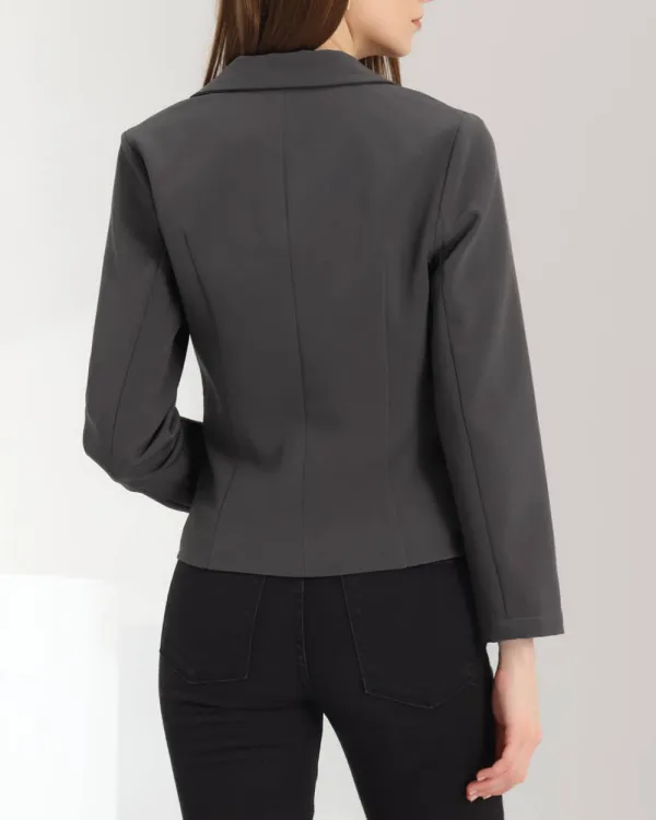 Open Front Crop Suit Blazer Jacket