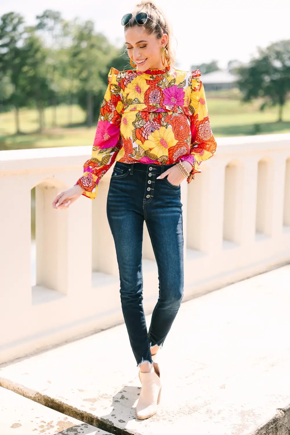 THML: Better Than Ever Yellow Floral Blouse