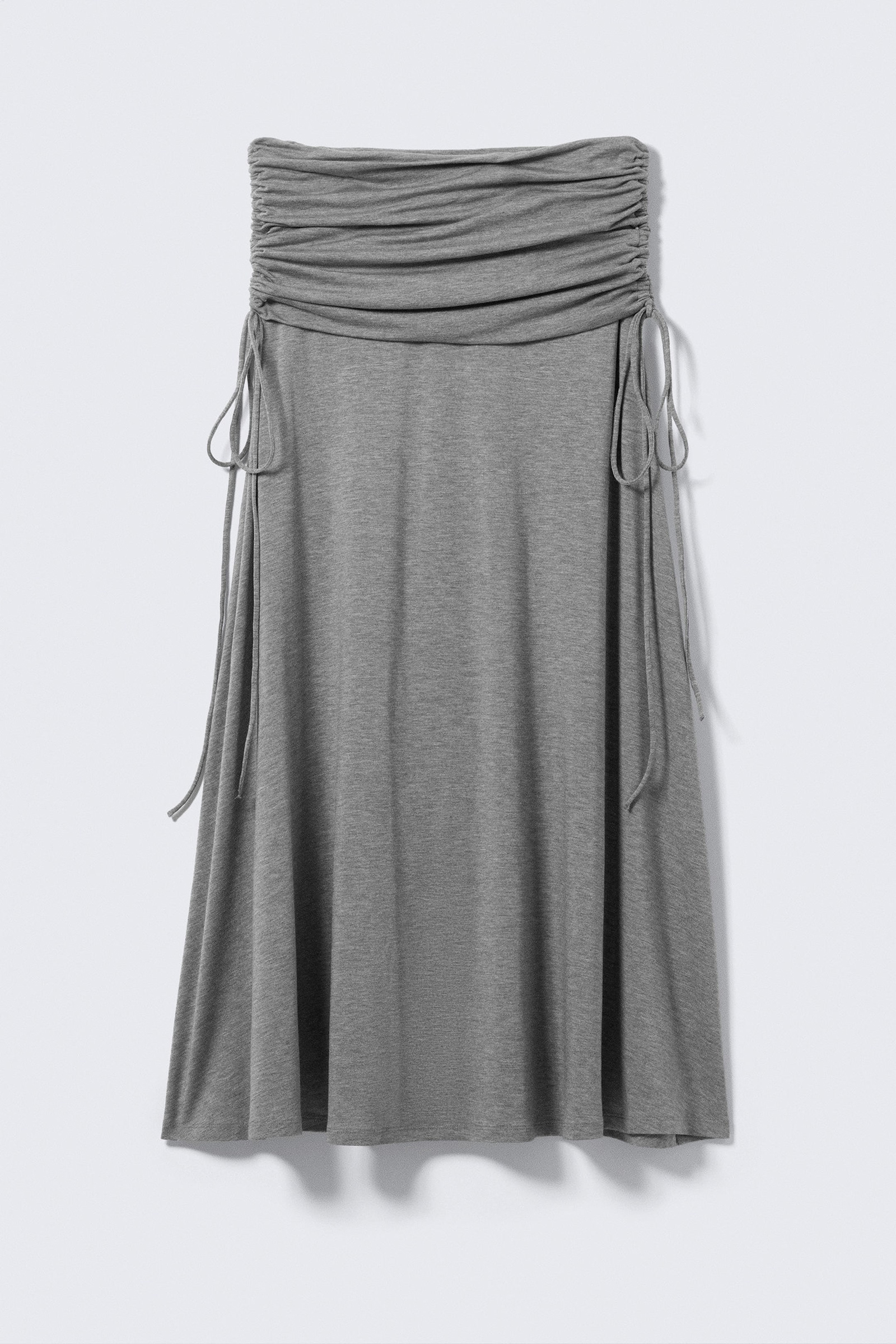 Drawstring Ruched Waist Maxi Skirt