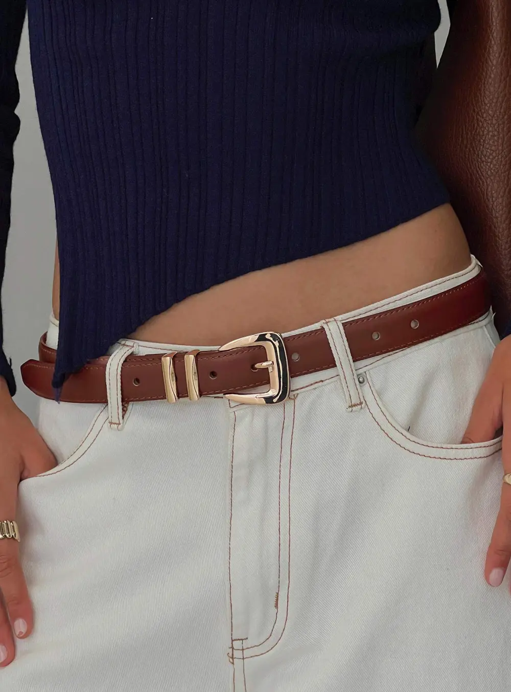 Off Duty Buckle Faux Leather Belt