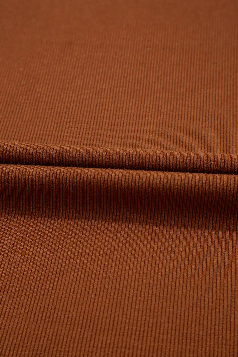 Cinnamon Leather Ruffle Sleeve Patchwork Round Neck Blouse