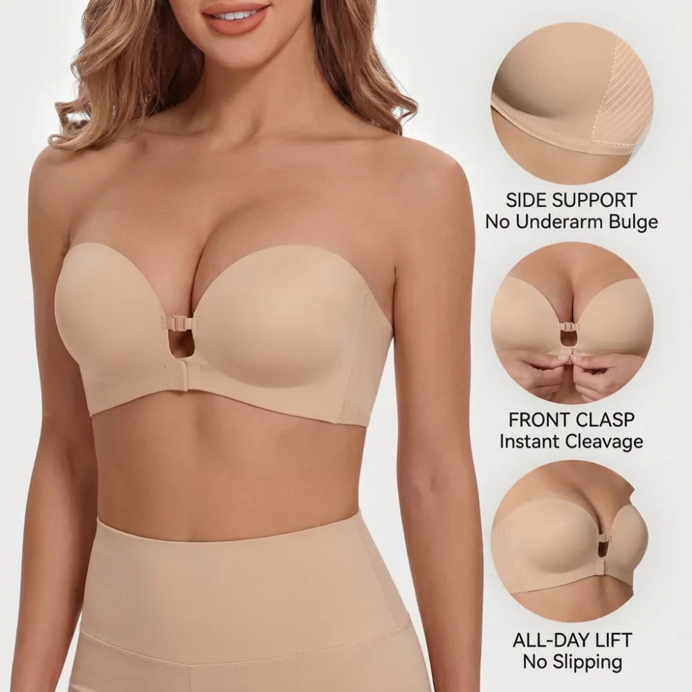 Strapless Front-Close Push-Up Bra