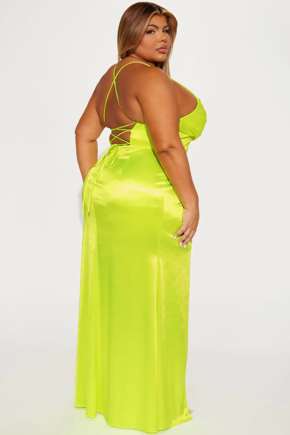 Tonight I'm Yours Satin Maxi Dress - Neon Yellow