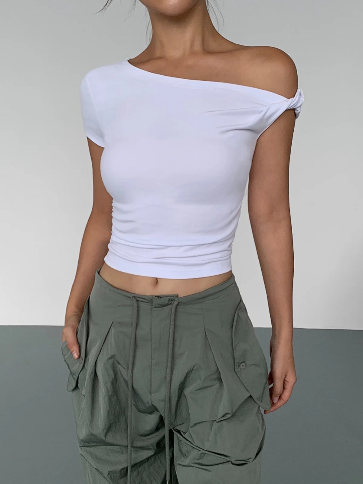 Asymmetrical Neck One Shoulder Off Top