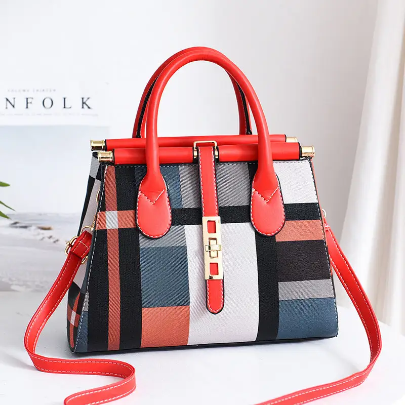 European American Style Large PU Handbag Boston Horizontal