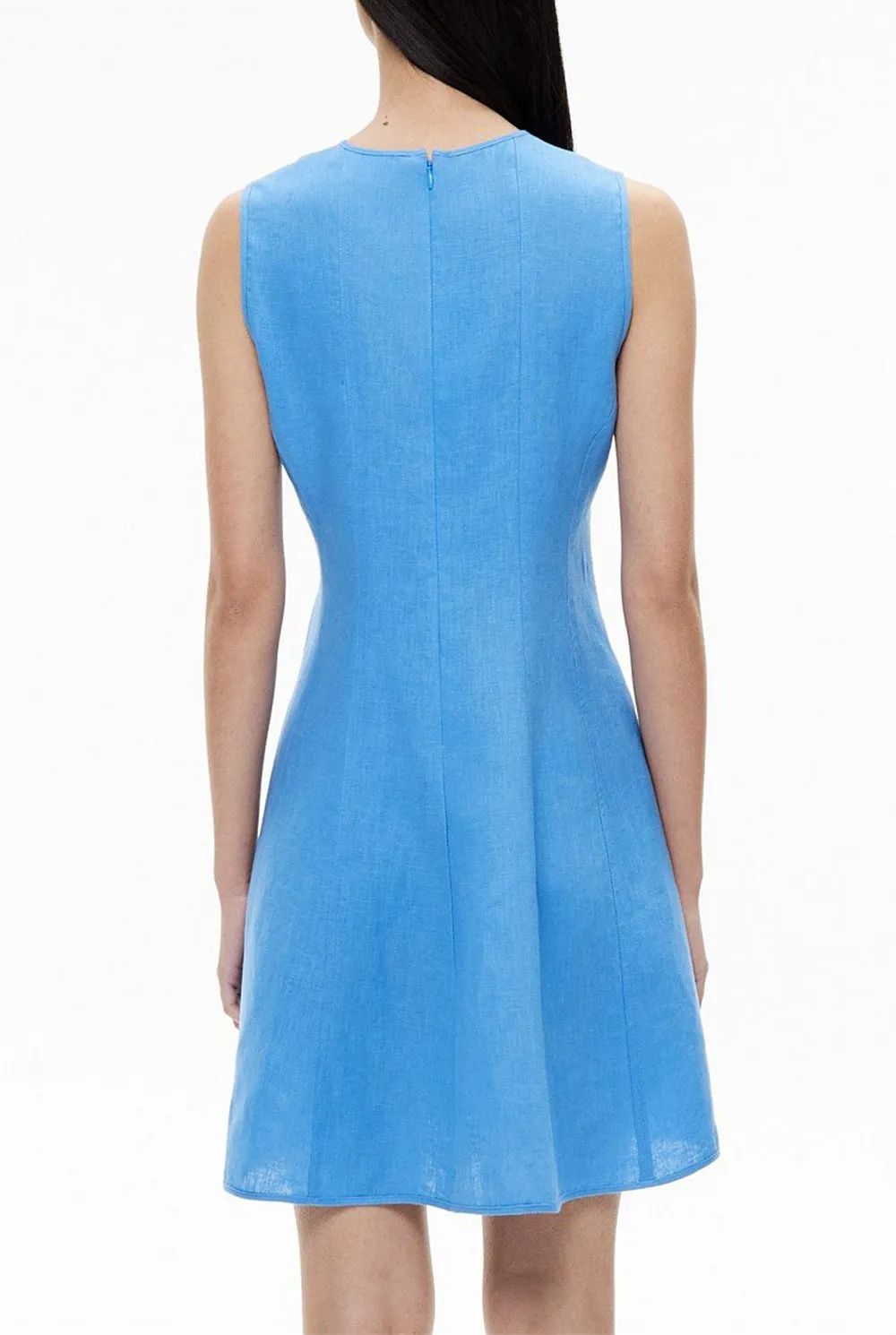 Flax Texture Blue Mini Dress