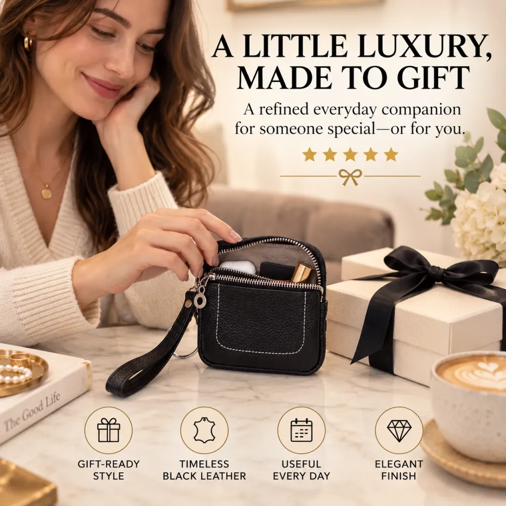 Square Mini Leather Card Wallet & Purse, Zipper Lock Design, Fashion Casual Style Coin Pouch, Perfect Unisex Gift for All Seasons, Stylish Wallet, Coin Bag, Change Purse