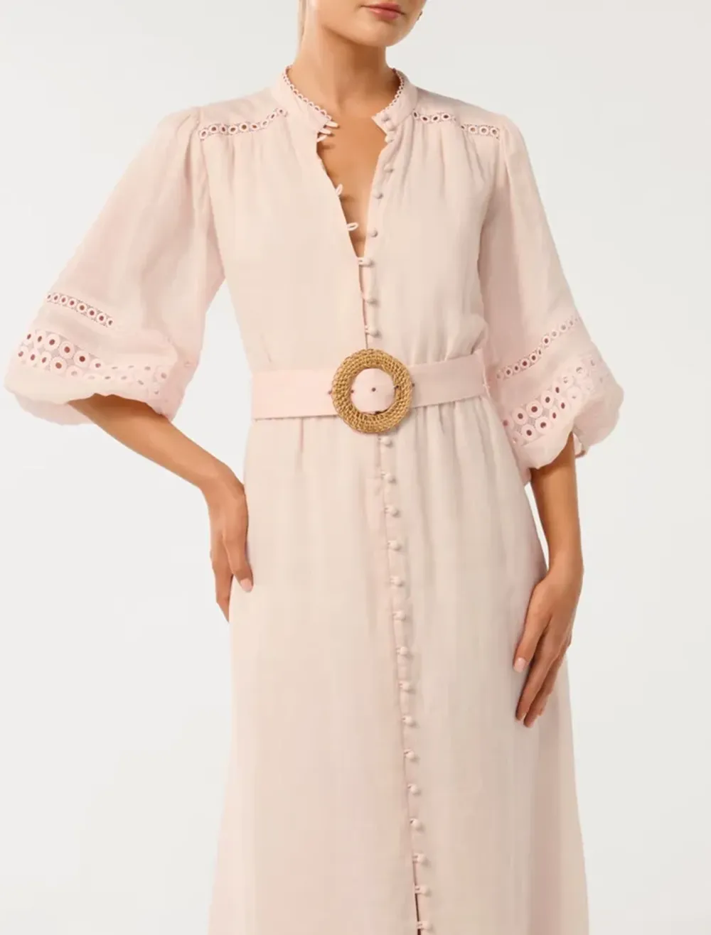 Belted Trim Midi Dress