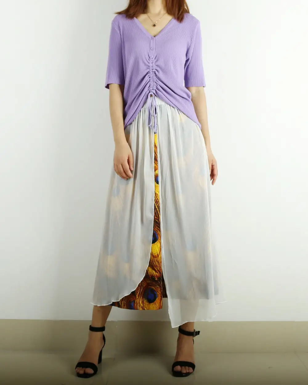 Pleated Chiffon Maxi Skirt