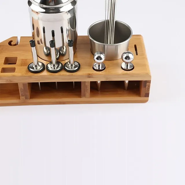 Cocktail Shaker Premium Set Stainless Steel 23-Piece Set with Big Wooden Frame Bar Cocktail Shaker