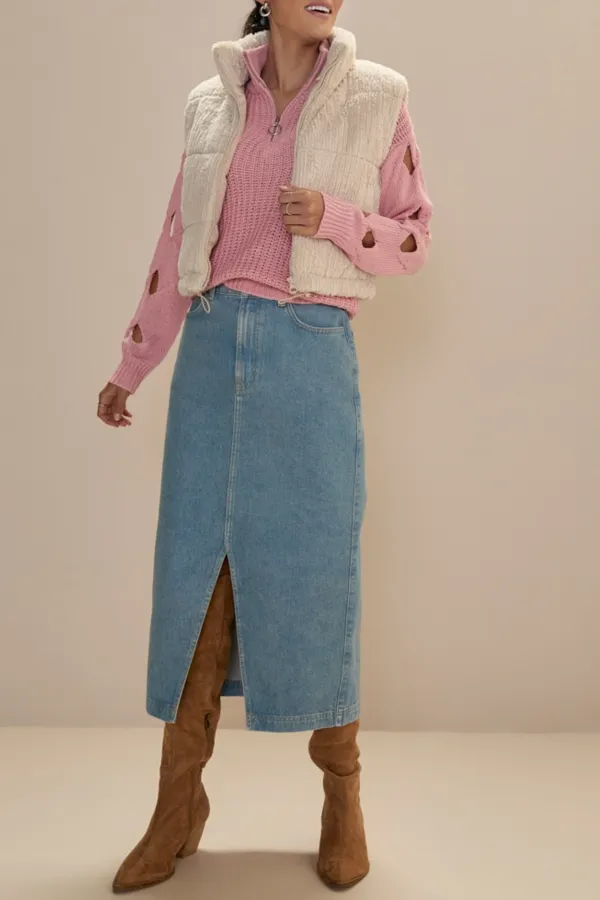 Pink Trimmed Fleece Vest