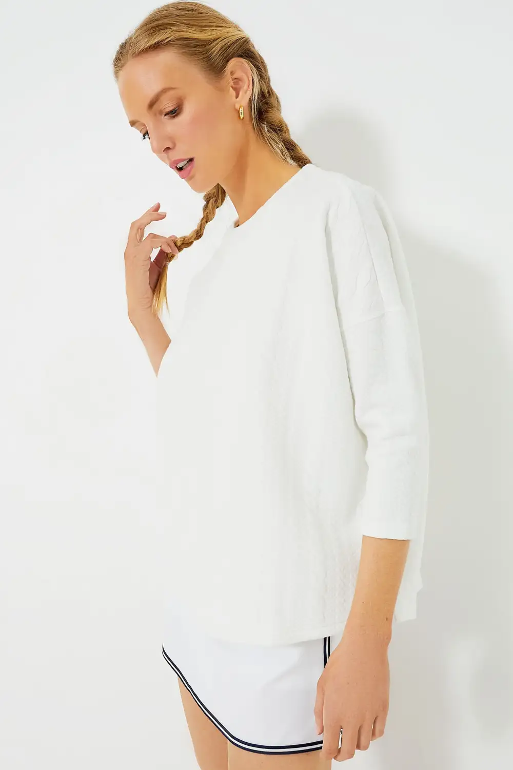 White Cable Ally Swing Sweatshirt