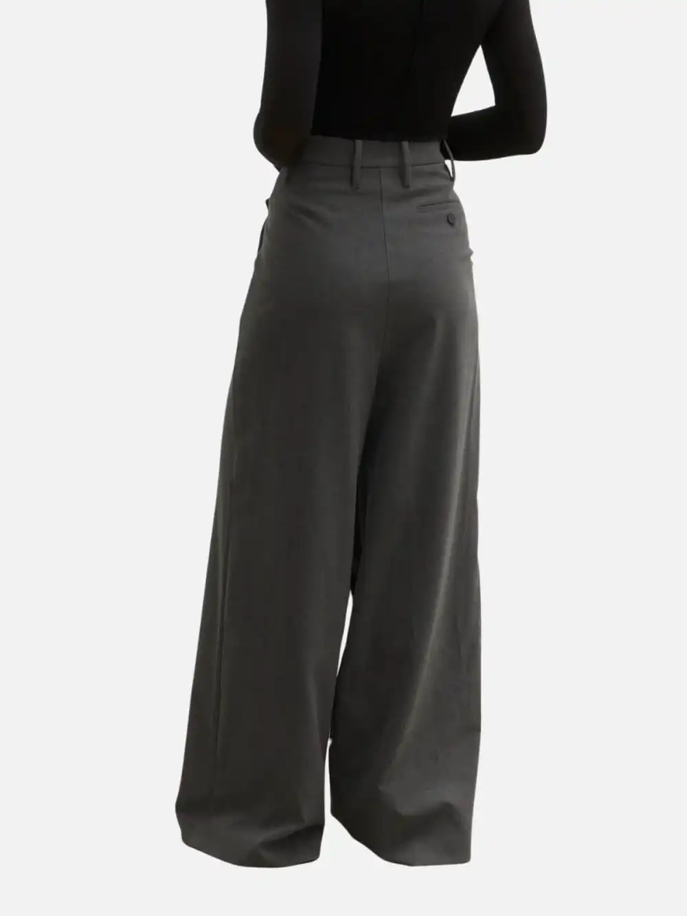 Asymmetric Wide-Leg Pants - Grey