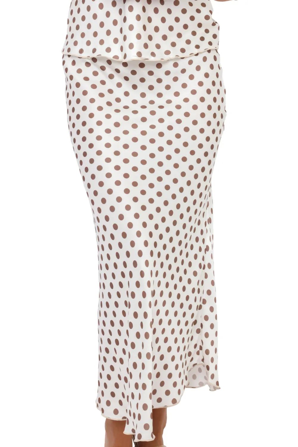 Polka Dot Silky Midi Skirt