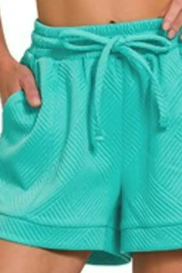 Relaxed Textured Knit Jacquard Drawstring Shorts