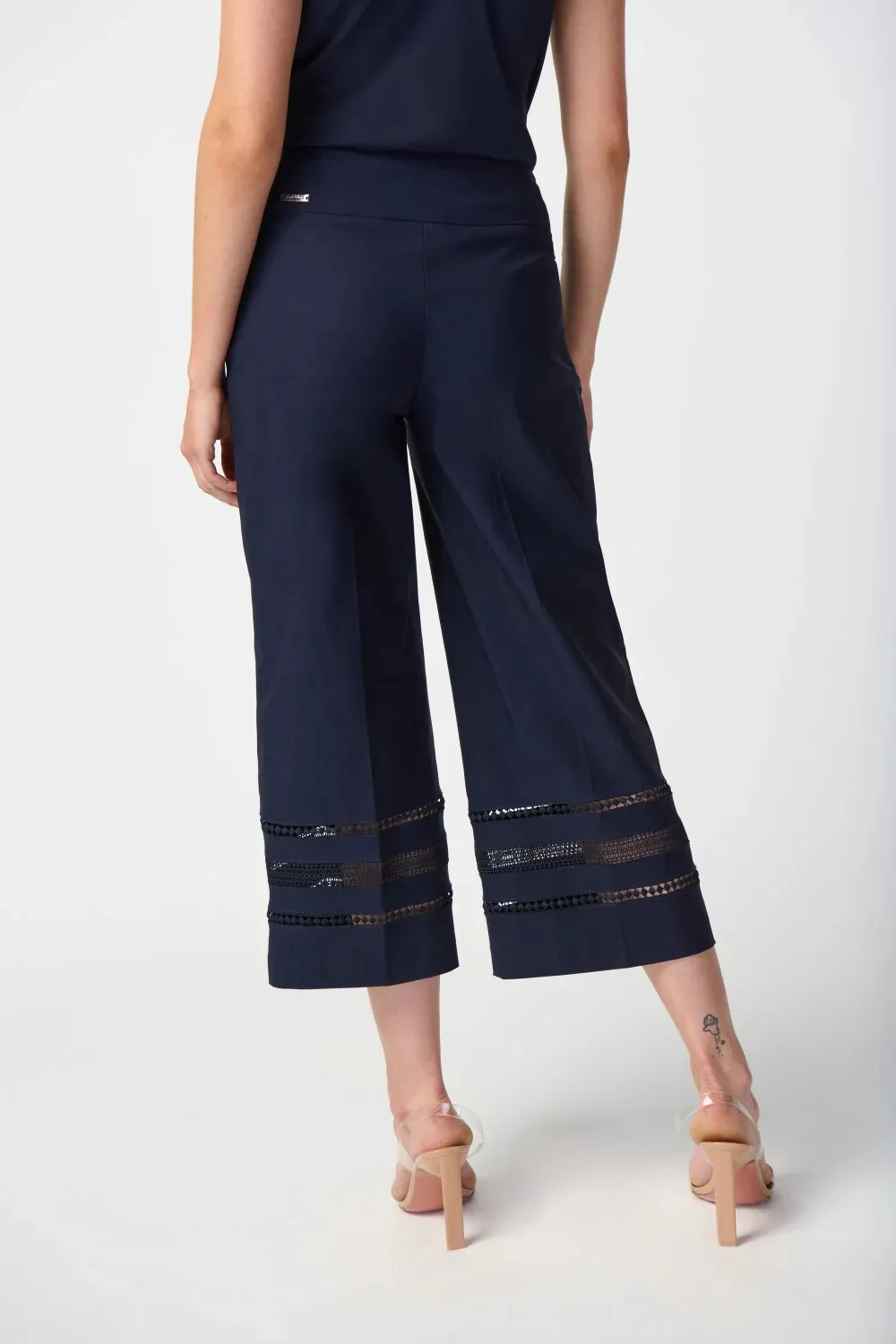 Midnight Blue Cropped Wide - Leg Pants