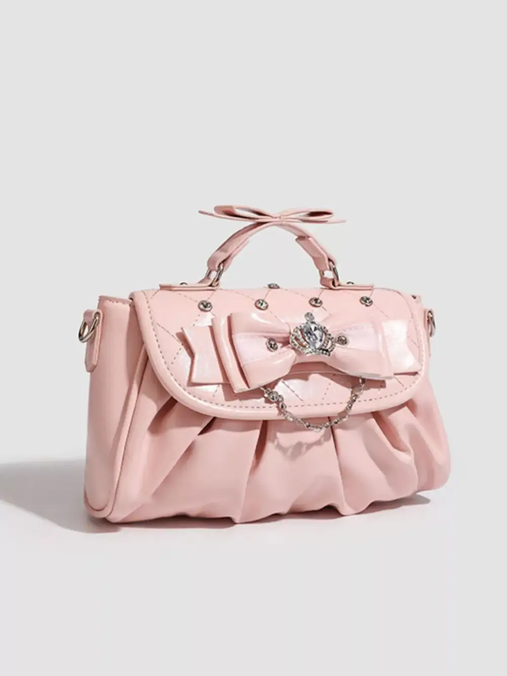 Ruched Bow Crossbody Bag