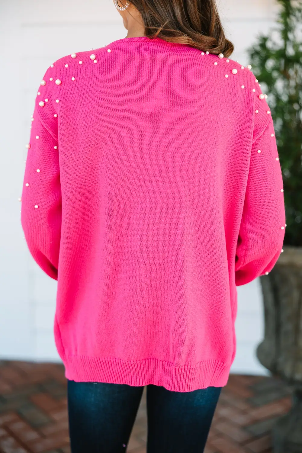 Get Going Fuchsia Pink Embellished Cardigan