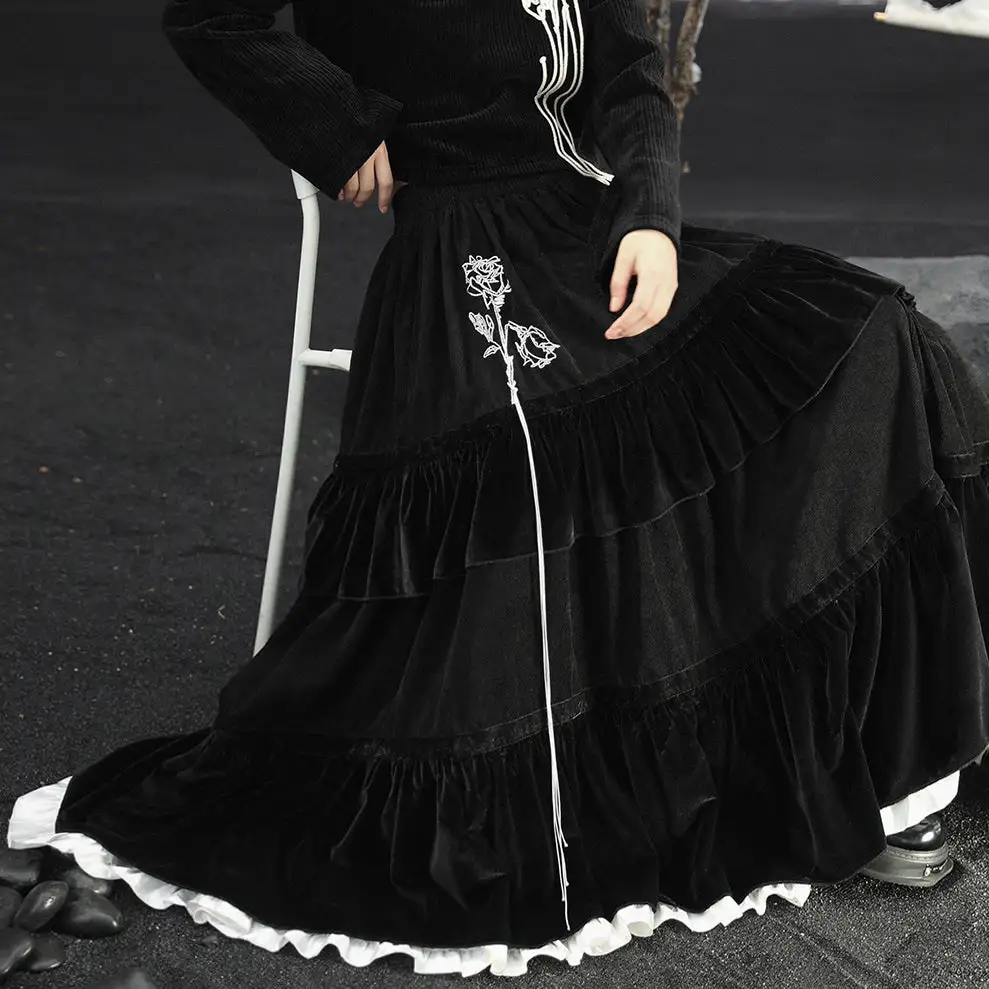 Embroidered Tiered Skirt