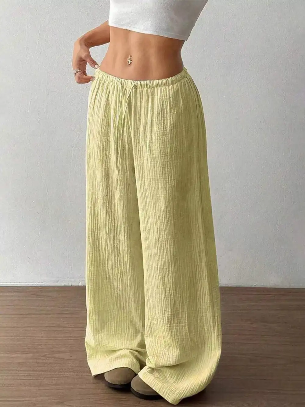 Full Size Drawstring Wide Leg Pants