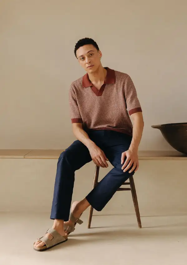 Rust Melange Knit Resort Polo