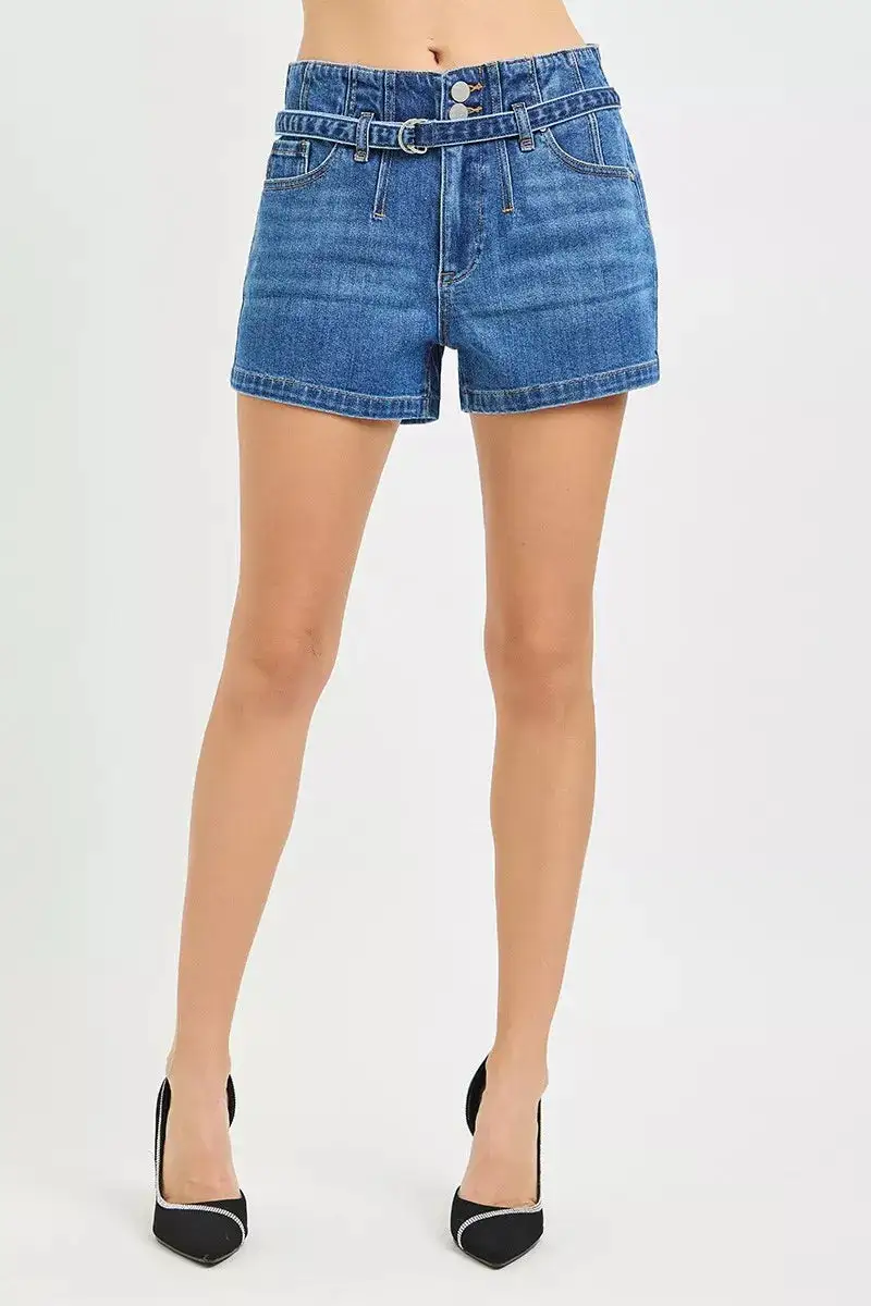 Double Button Slouchy Casual Shorts