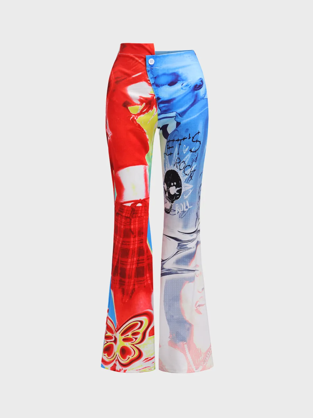 【Final Sale】Edgy Multicolor Figure print Color block Bottom Pants