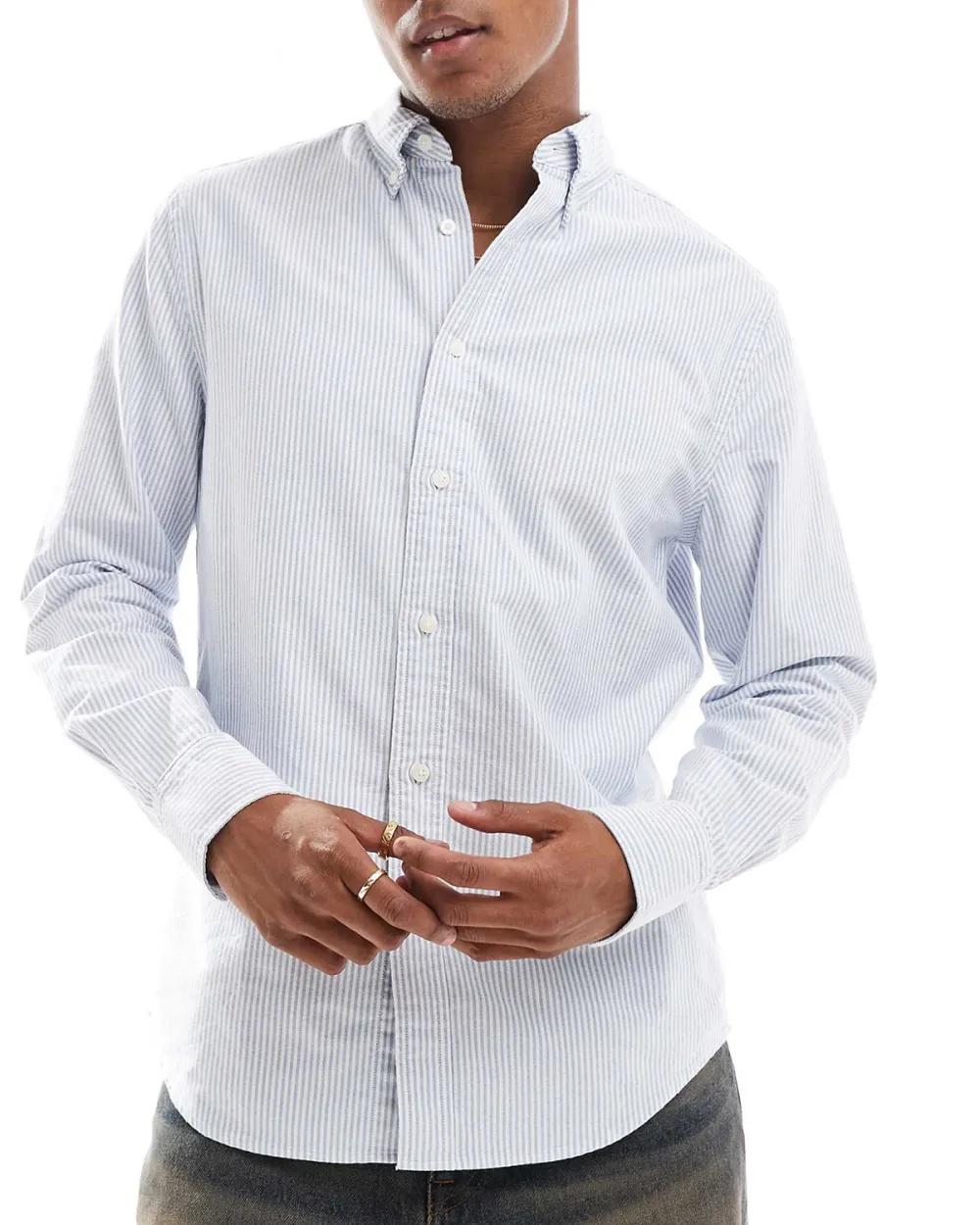 Regular Fit Oxford Shirt In Blue Stripe