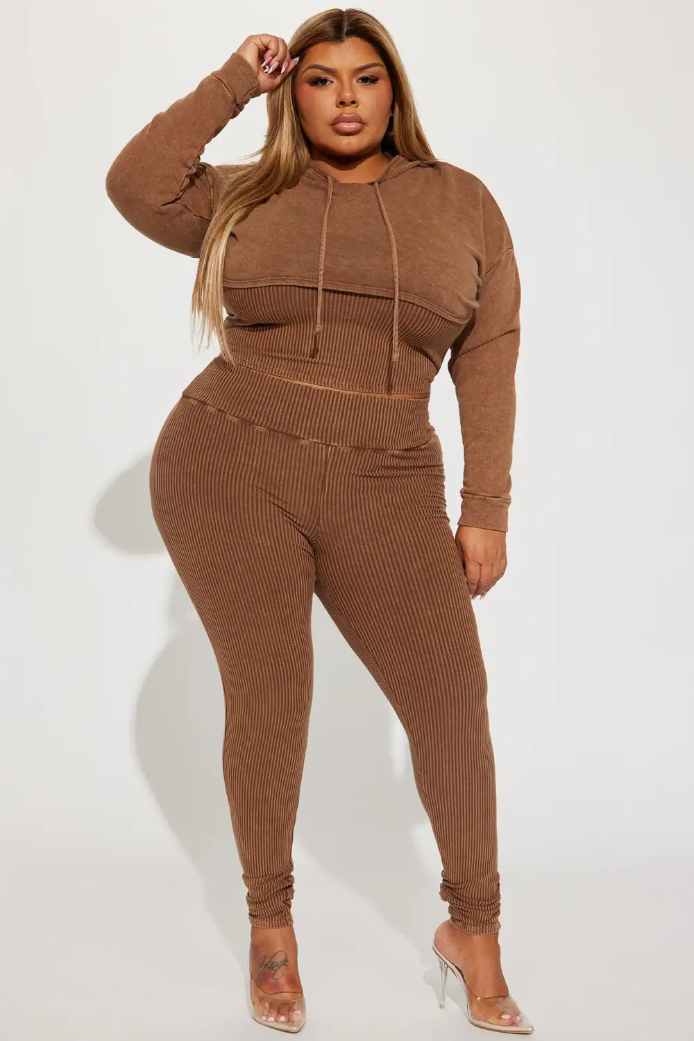 Chill Vibe Mineral Wash Legging Set - Mocha
