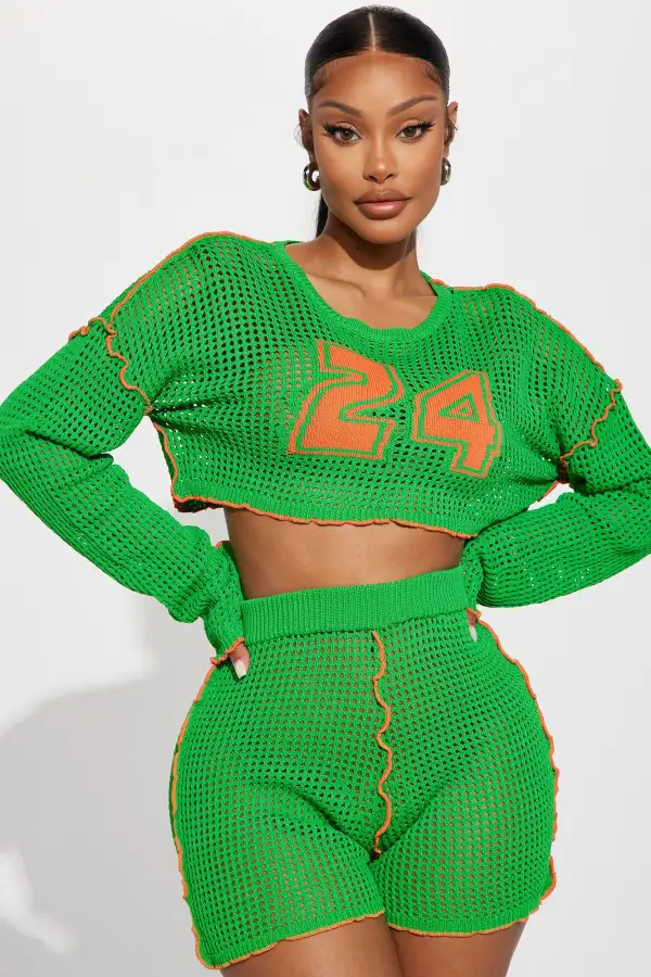 A Cali Girl Sweater Knit Short Set - Green