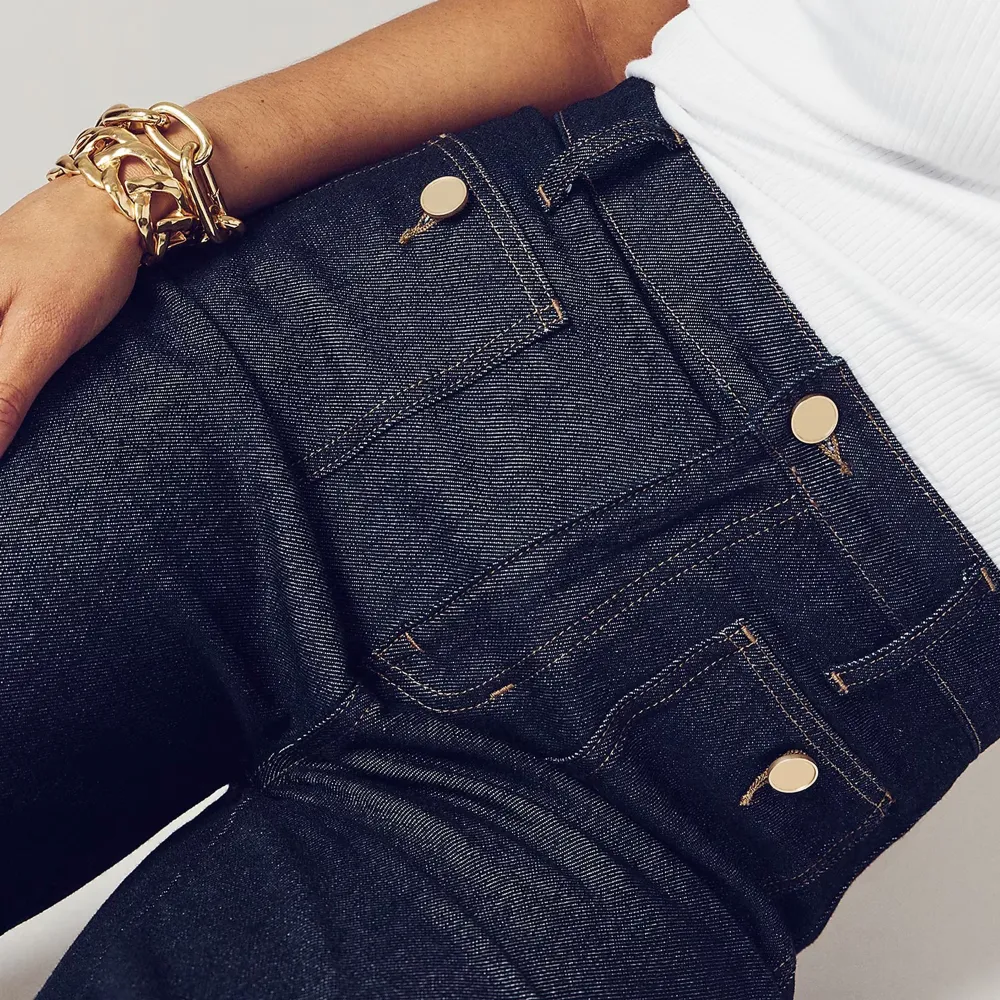 Wide-Leg Pocket Denim Trousers