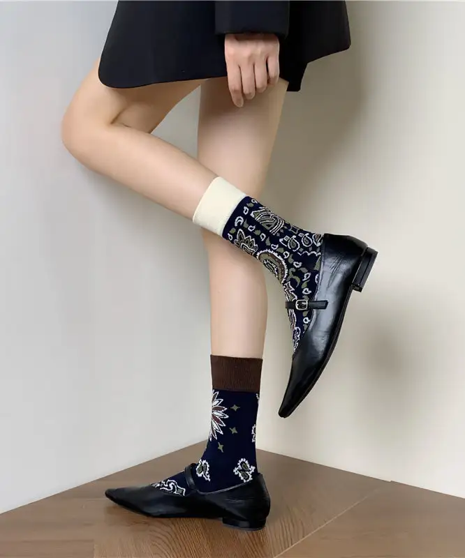 Unique Asymmetric Jacquard Socks