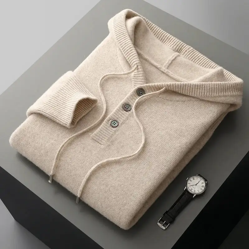 Ribbed Merino Hooded Sweater