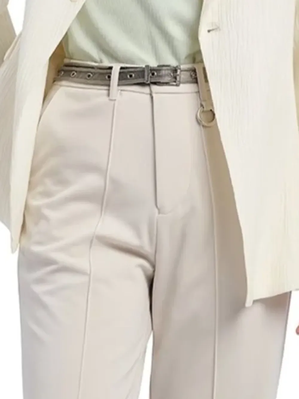 Cream Straight Pants