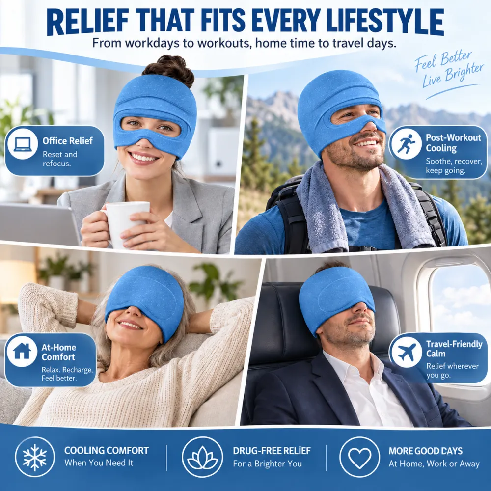 Migraine Relief Cap with Slide-On Eye Mask — Headache Hat for Hangovers, Stress & Tension Relief — Soft as Butter for Bad Days