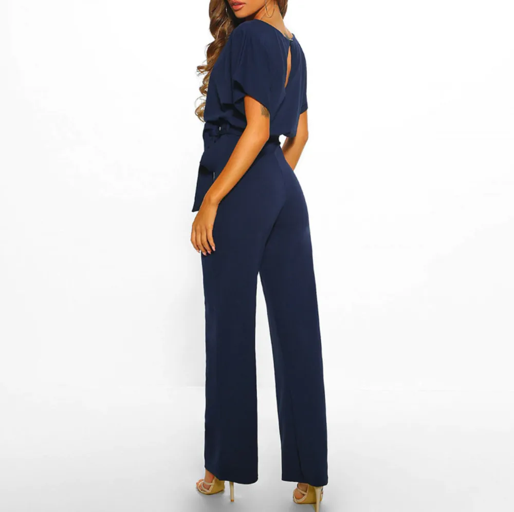 Relaxed Wide Leg Short Sleeve Jumpsuit