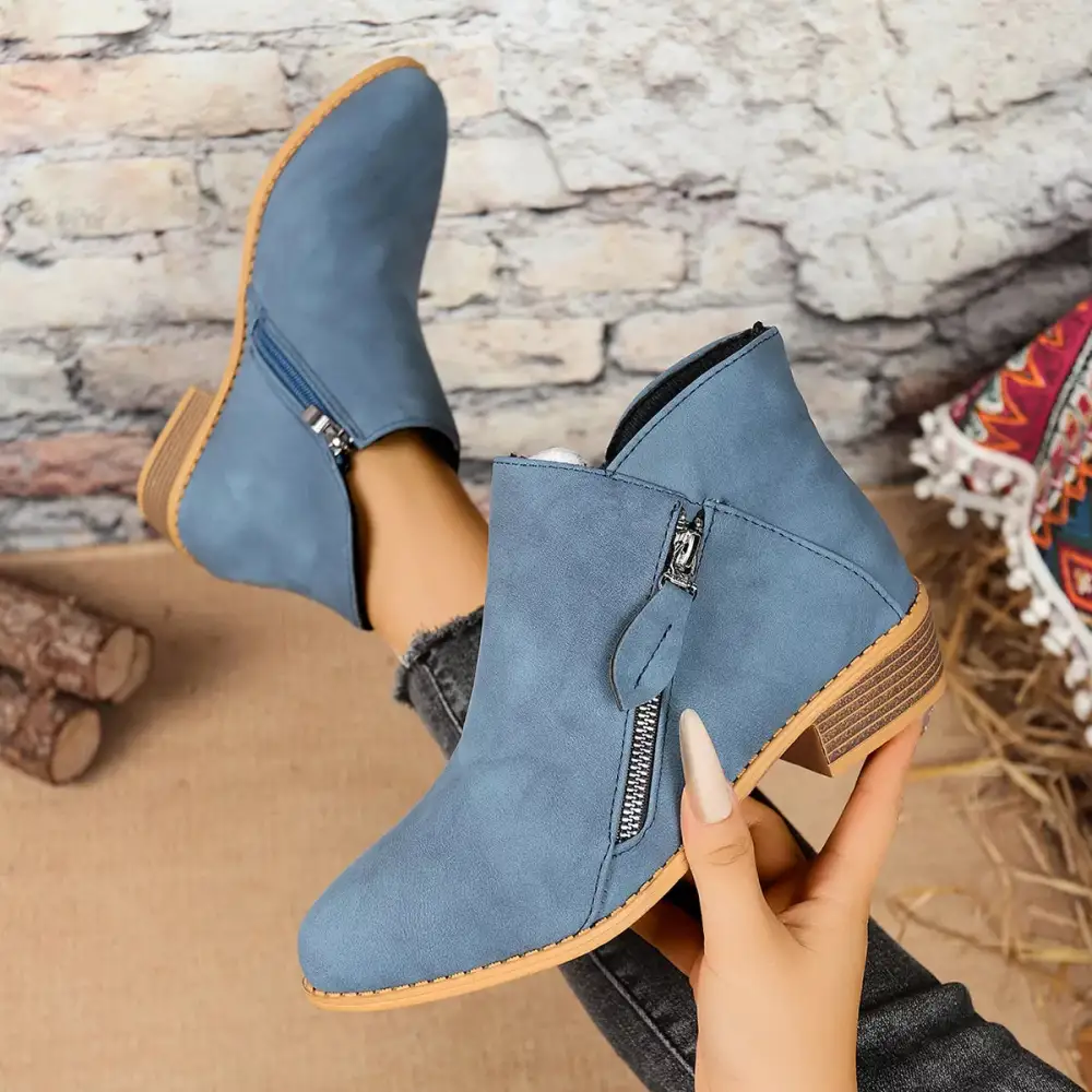 Side-Zip Block Heel Boots