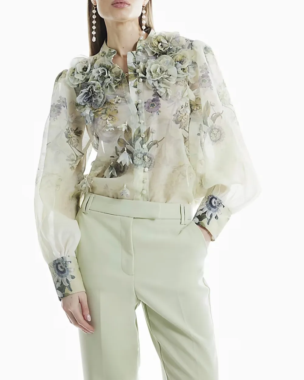 Green High Fashion Floral Shirts