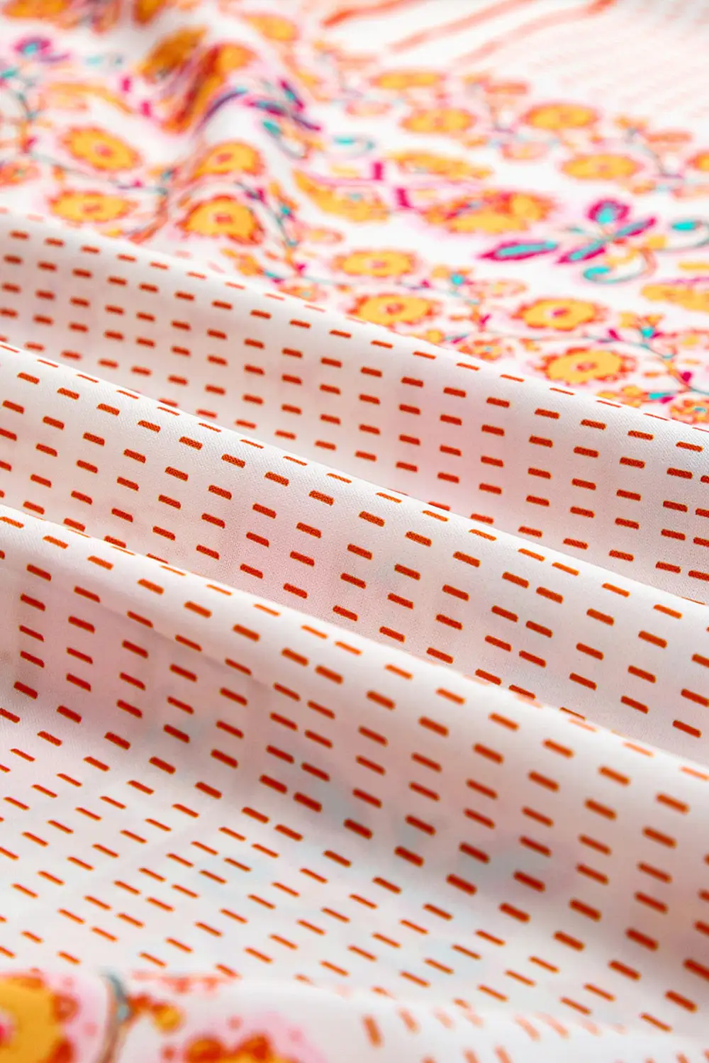 Boho Patchwork Print Square Neck Dress