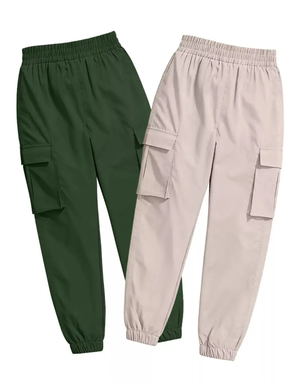 Piece Elastic Waist Cargo Pants