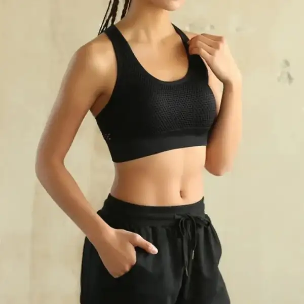 Mesh Sports Bra with Decorative Strappy Back