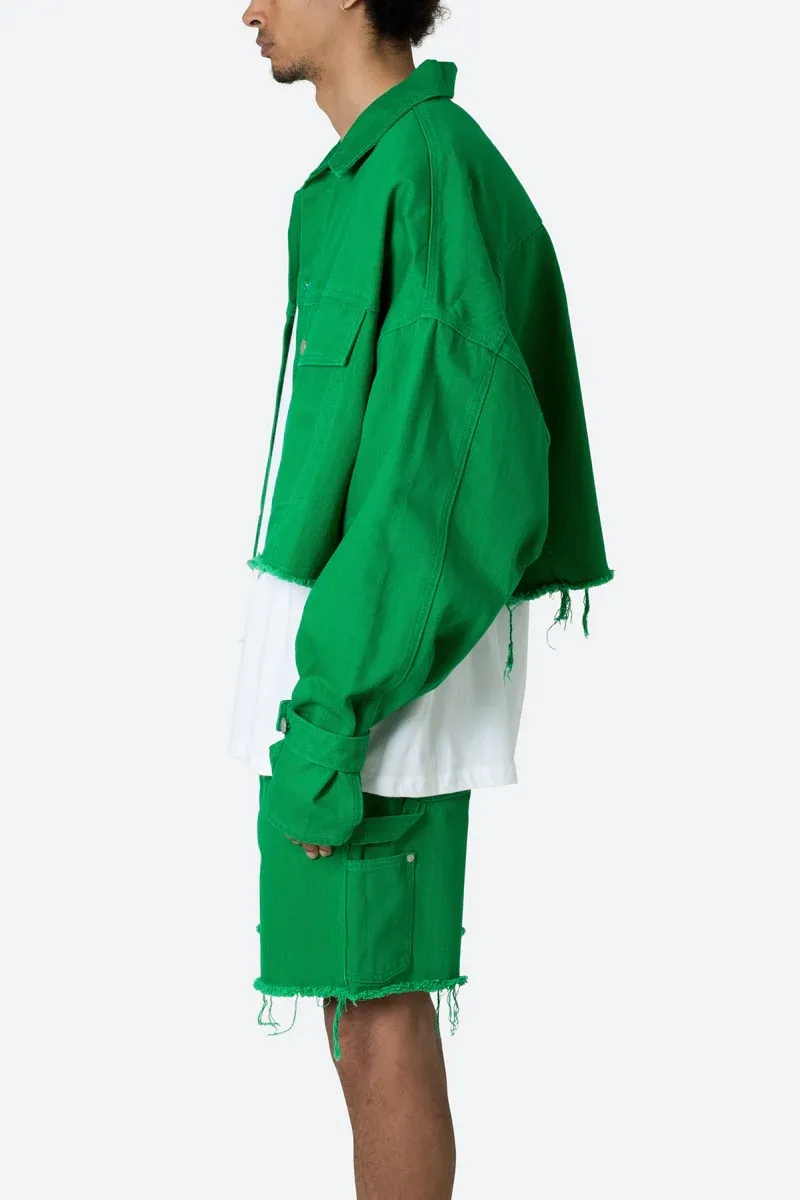 BRIGHT GREEN CROP STYLE DENIM JACKET