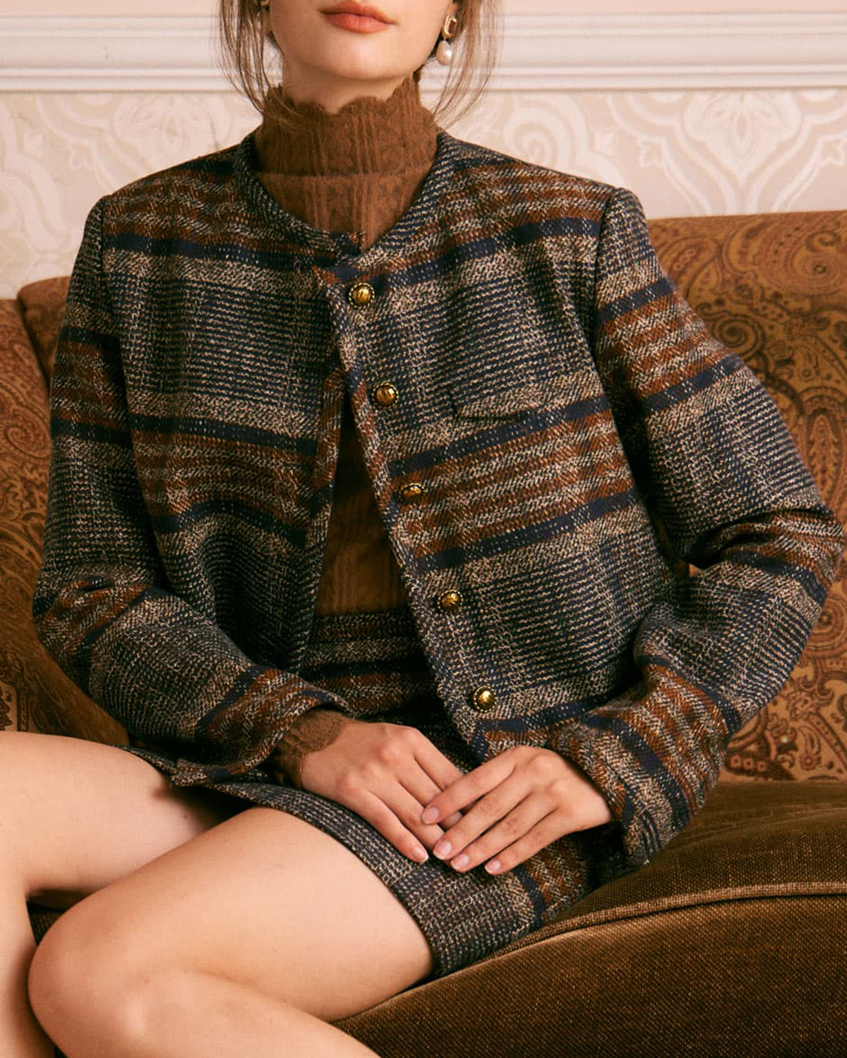 The Brown Striped Single Breasted Jacket