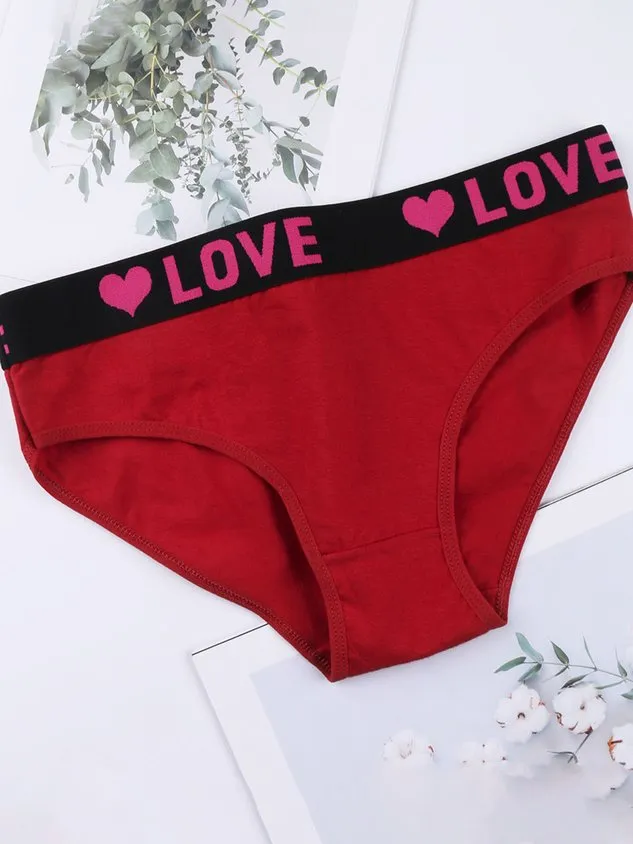 Love Letter Printed Underwear Low Waist Women's Triangle Pants