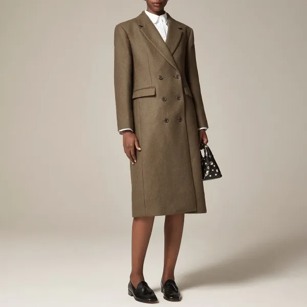 Wool-Blend Melton Double-Breasted Topcoats
