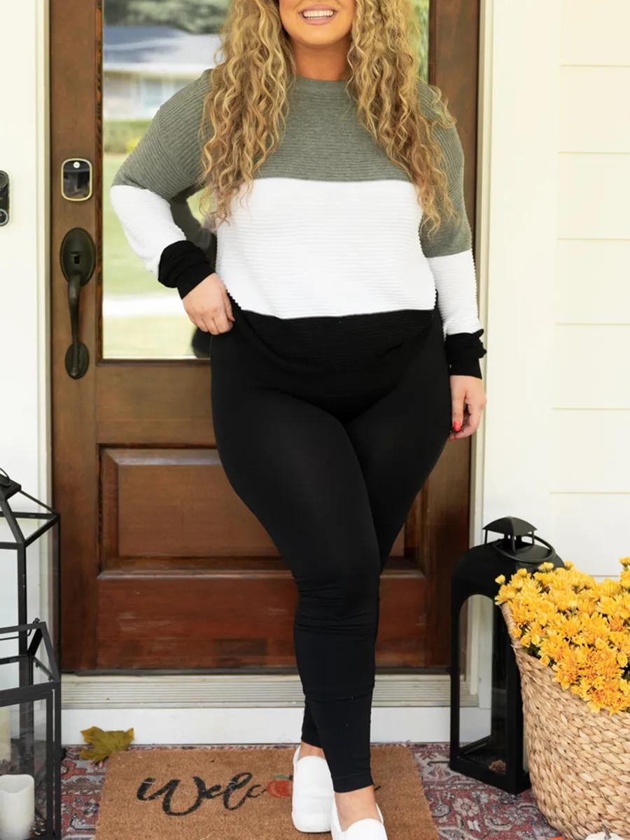 Multi Color Patchwork Loose Knit Sweater