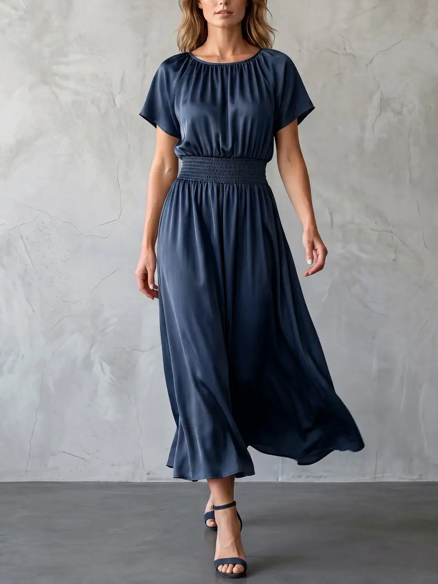 Batwing Sleeves Neck Maxi Dress