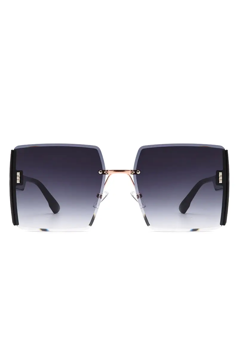 Plush Square Rimless Frame Sunglasses